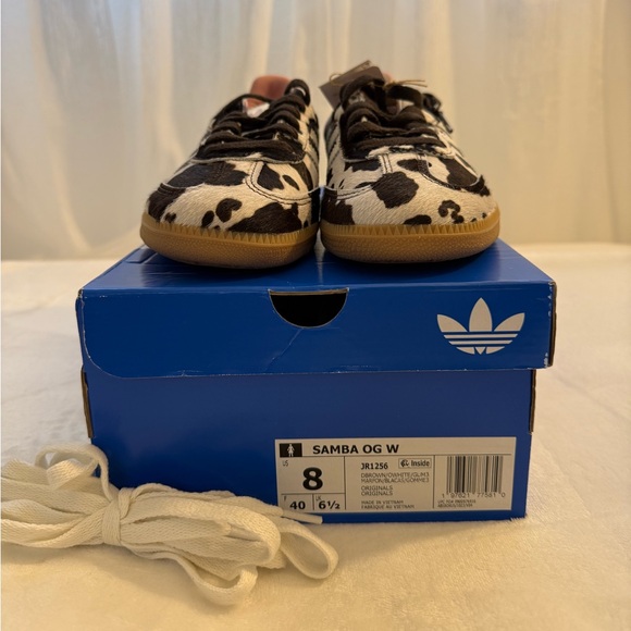 ADIDAS SAMBA OG Cow Print size 8 Women Sneaker Animal Print Style Gum Sole NWT - Picture 9 of 17